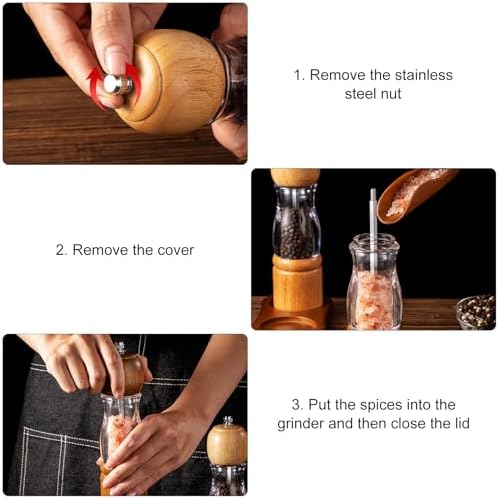 Versatile 8-Inch Wooden Salt and Pepper Mill Set