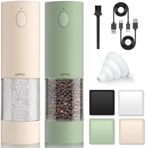 OPIIV 2-Piece Electric Salt Pepper Grinder Set USB Rechargeable