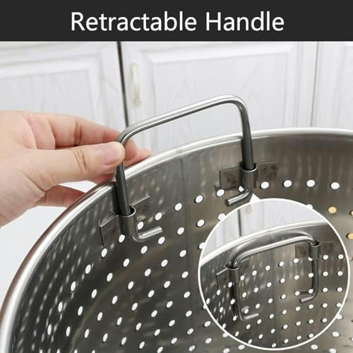 SS Strain Basket Stainless Steel Boil Pot Strainer Silver Durable Kitchen Tool
