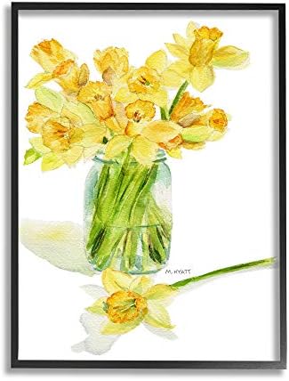 Stupell Industries Yellow Daffodil Bouquet Canning Jar Wall Art 16x20 1