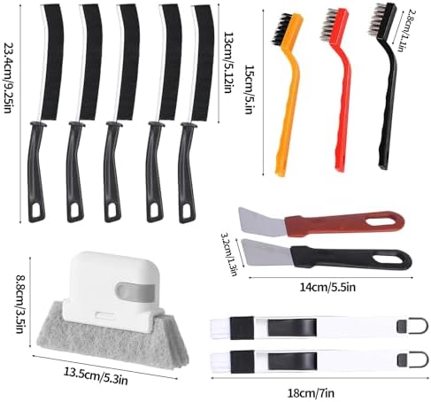 13pcs Crevice Cleaning Brush Set for Kitchen and Window Use