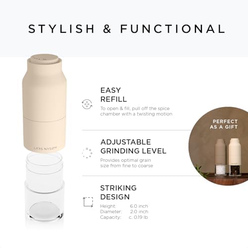 Stainless Steel Salt and Pepper Mill Set with Adjustable Grinder Design