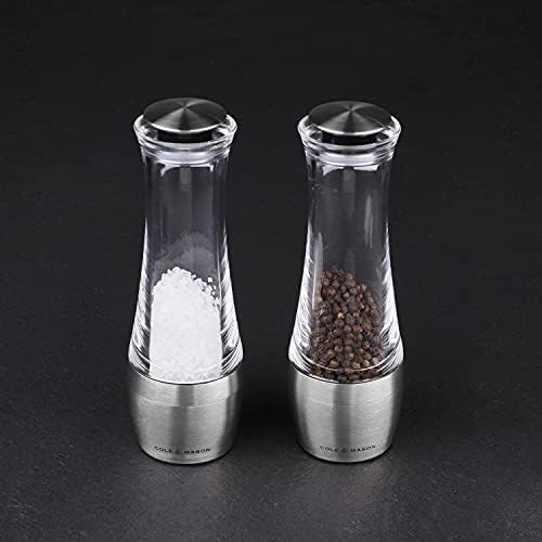 Cole Mason 190mm Amesbury Salt Pepper Mill Gift Set Stainless Steel Silver
