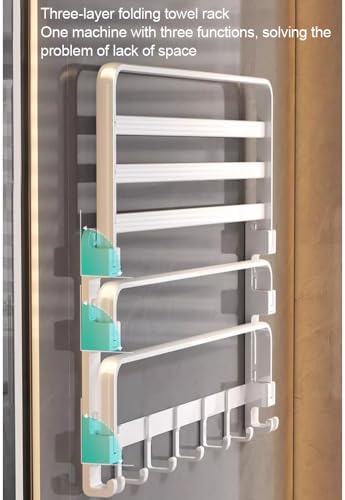 Three-Layer Foldable Towel Shelf Wall-Mounted Towel Holder for Bathroom Closet