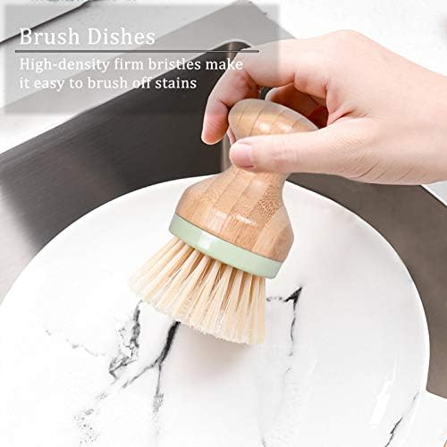 3-Piece Bamboo Round Kitchen Cleaning Set with Palm Handles
