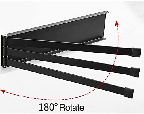 Black Towel Rail Wall-Mounted Foldable Hanger Bathroom Organizer