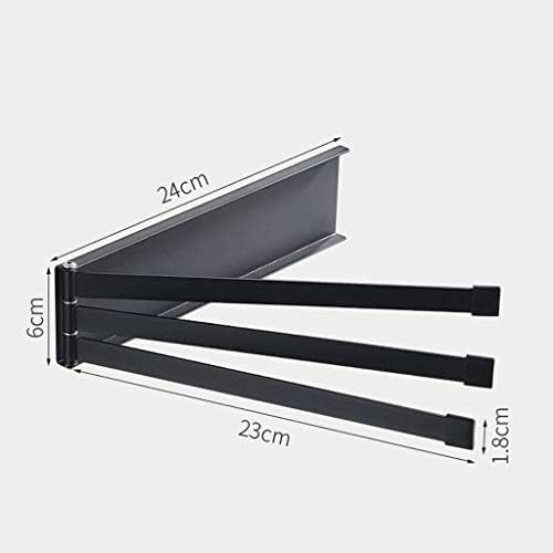 Black Folding Towel Rail with Rotating Iron Bars No Drilling Bathroom Towel Holder