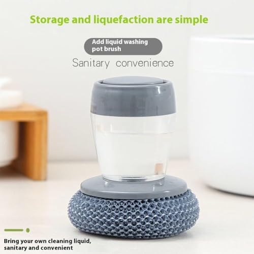 Kitchen Soap Press Dispensing Palm Brush with Dish Soap Dispenser