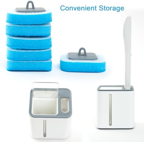 Ryhiac Disposable Toilet Brush with 18 Pads for Deep Cleaning