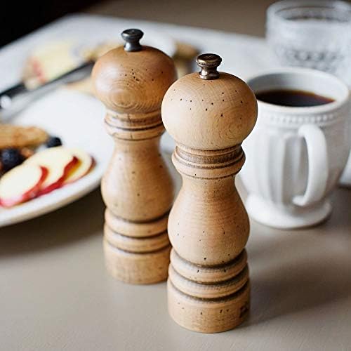 French-Endian antique Salt Pepper Mill Set 7 Tiki torch design