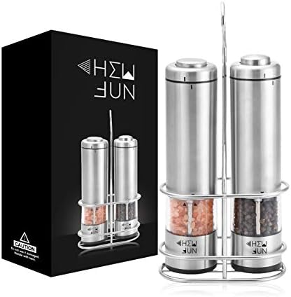 Electric Salt Pepper Mill Set - Battery Operated with LED Light