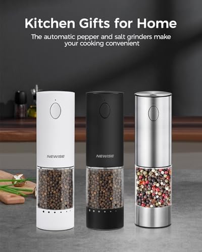 Newise Electric Salt and Pepper Grinder Set Rechargeable LED