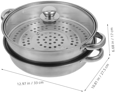 Stainless Steel Steamer Pot Double-Lidded for Cooking Steaming and Serving