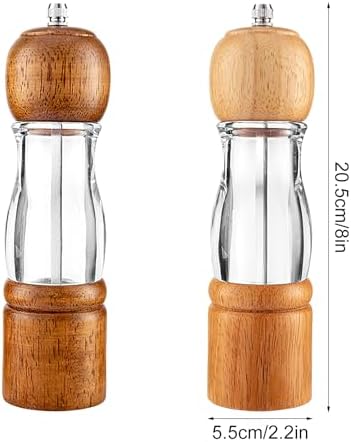 Versatile 8-Inch Wooden Salt and Pepper Mill Set