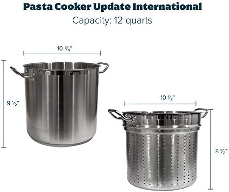 Update International12 Qt Stainless Steel Pasta Cooker with Cover and Strainer
