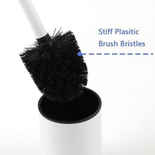 Loyled Compact Toilet Brush Holder Durable RV Bathroom Scrubber White with Hidden Design