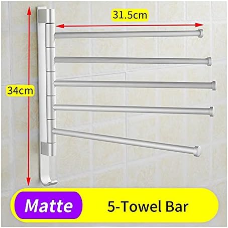 LUCEAE 5 Layer Towel Rack Black with Hooks Wall Mounted