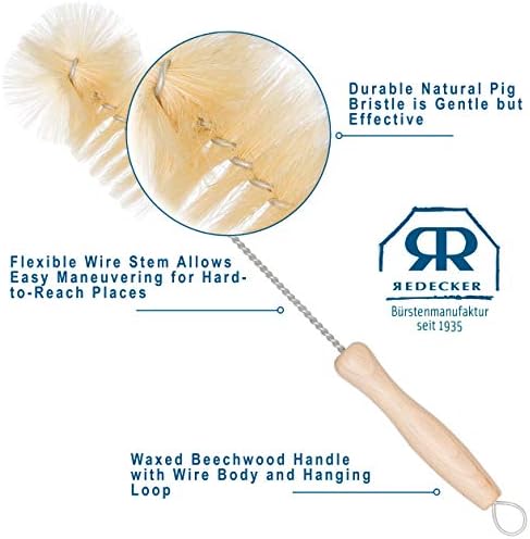Redecker Natural Pig Bristle Soda Bottle Brush 1175 Inches