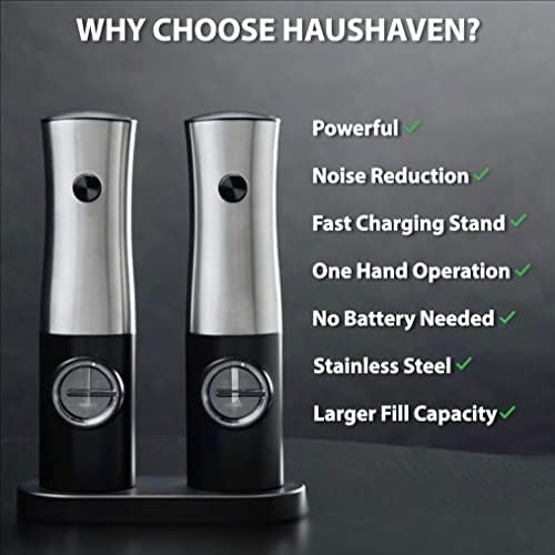 HausHaven Electric Salt Pepper Mill Set - Rechargeable with Stand ZhouxCheapo