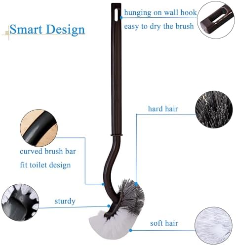 2Pack Curved Toilet Brush Without Holder Durable Deep Cleaner for Bathroom