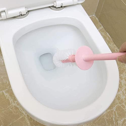 XYWHPGV Space-Saving Toilet Brush and Holder Robust Design Pink