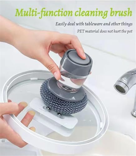 Kitchen Soap Dispensing Palm Brush with Built-In Soap 1PC PET Material