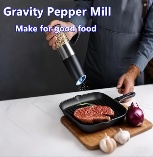 Gravity Electric Salt Pepper Mill One-Hand Operatedprecise grinding Black