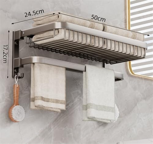 Wall-Mounted Aluminum Towel Holder 50cm Style for Bathroom Organization