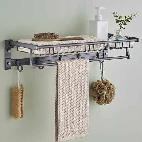 Aluminum Nordic Towel Rack with Mesh Basket Wall-Mounted