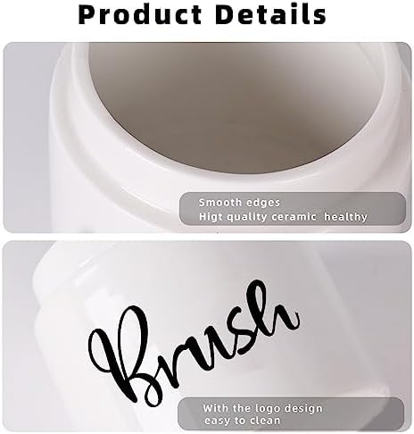 Ceramic Dish Brush Holder Farmhouse Kitchen Scraping Stand White
