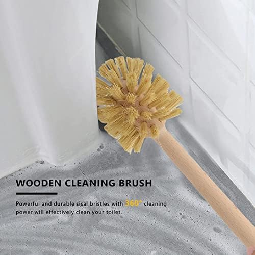 Super Soft Durable Bamboo Toilet Brush 2-Piece Set for Home Everywhere