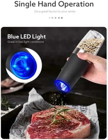 Gravity Electric Salt Pepper Mill One-Hand Operatedprecise grinding Black