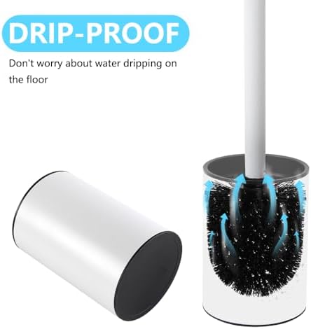 Loyled Compact Toilet Brush Holder Durable RV Bathroom Scrubber White with Hidden Design