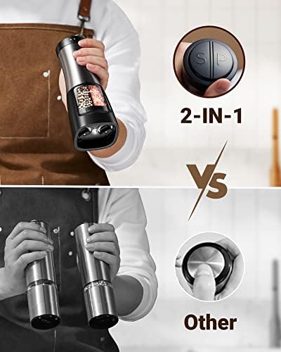 SANGCON 2-in-1 Electric Salt Pepper Mill Set with Dual Spices amasnonSM