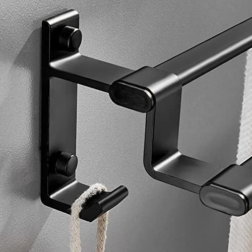 Elegant Space-Saving Towel Holder Black Aluminum Towel Rail with 30cm Stackable Design