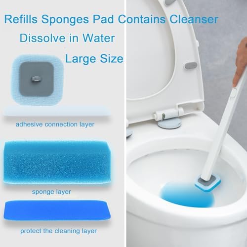 Ryhiac Disposable Toilet Brush with 18 Pads for Deep Cleaning