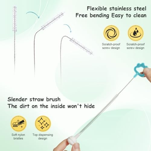 Quixleen 6 Pcs 3 in 1 Cup Lid Cleaning Brush Set