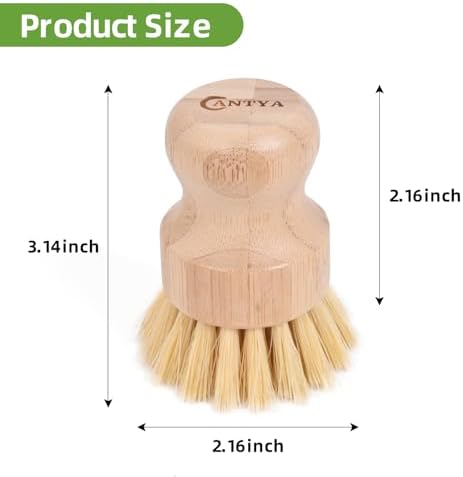 Bamboo Wok Brush Set - 6 Pieces Natural Handle Durable Bristles