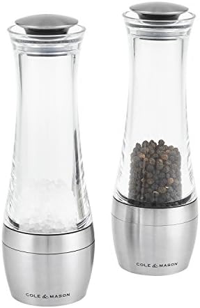 Cole Mason 190mm Amesbury Salt Pepper Mill Gift Set Stainless Steel Silver