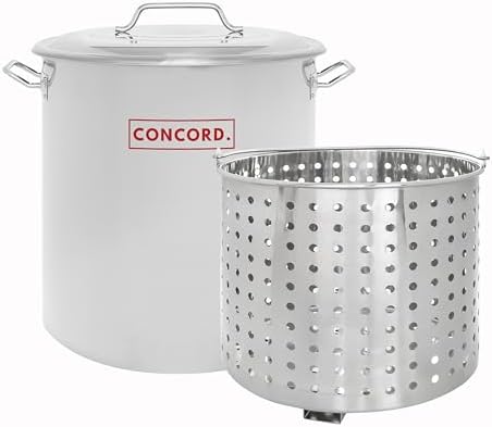 Concord 80 Quart Stainless Steel Stock Pot with Steam Basket