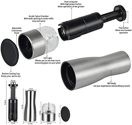 ZAEGO Refillable Electric Pepper and Salt Grinder Set