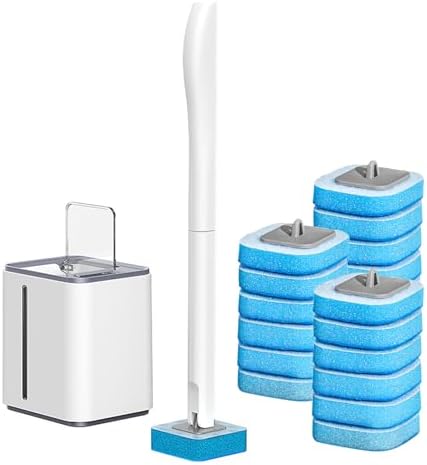 Ryhiac Disposable Toilet Brush with 18 Pads for Deep Cleaning