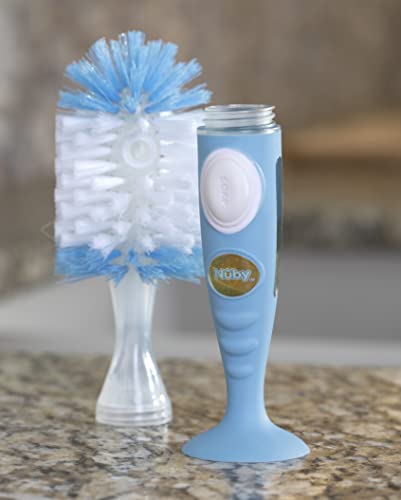 Nuby Easy Clean Dispensing Bottle Brush with Textured Handles and Suction Base