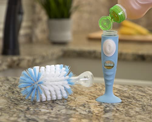 Nuby Easy Clean Dispensing Bottle Brush with Textured Handles and Suction Base