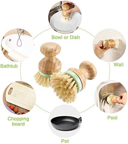 Bamboo Dish Brush Set Multi-Purpose Kitchen Essentials
