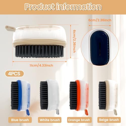 4-Piece Vegetable Brush Set for Kitchen Cleaning with Soft Hard Bristles