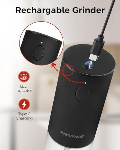 Newise Electric Salt and Pepper Grinder Set Rechargeable LED