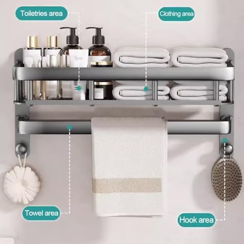 Space-Aluminum Towel Shelf Wall-Mounted 40cm Elegant Bath Towel Holder