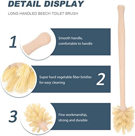 Cabilock Compact Wooden Toilet Brush Handle for Deep Cleaning