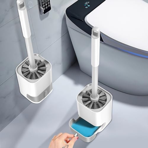 compact toilet brush set for deep cleaning